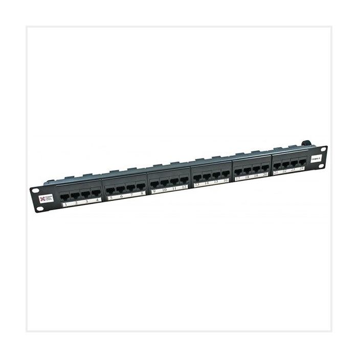 Connectix Cat6 Elite 24 Way UTP Patch Panel Black, 009-001-009-07