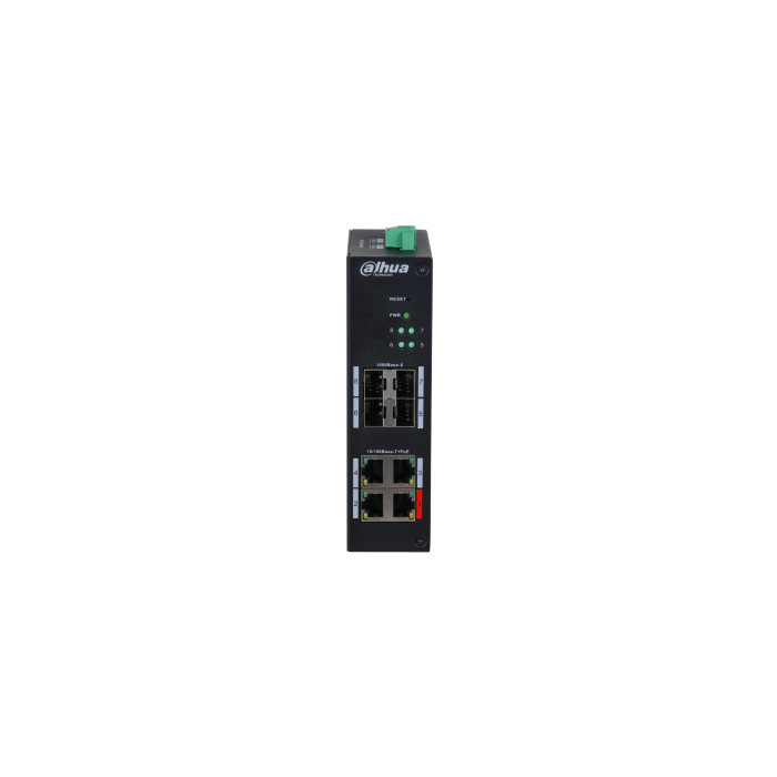 Dahua 8-Port PoE Switch with 4 x 10/100 Mbps PoE ports and 4 x SFP Gigabit uplink ports., DH-HS4408-4ET-96 Dahua 8-Port PoE Switch with 4 x 10/100 Mbps PoE ports and 4 x SFP Gigabit uplink ports., DH-HS4408-4ET-96