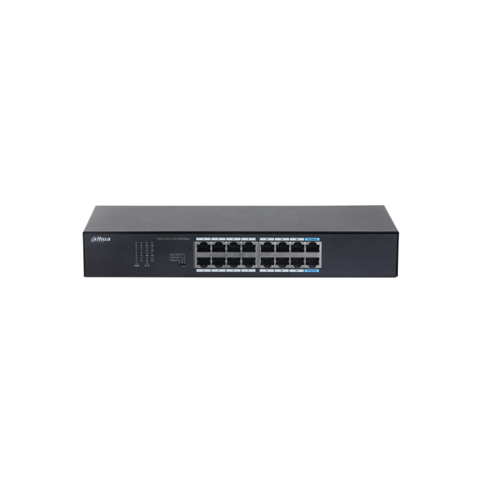 Dahua 16-Port Gigabit Ethernet Switch with full metal design and fanless operation., DH-S3016-16GT