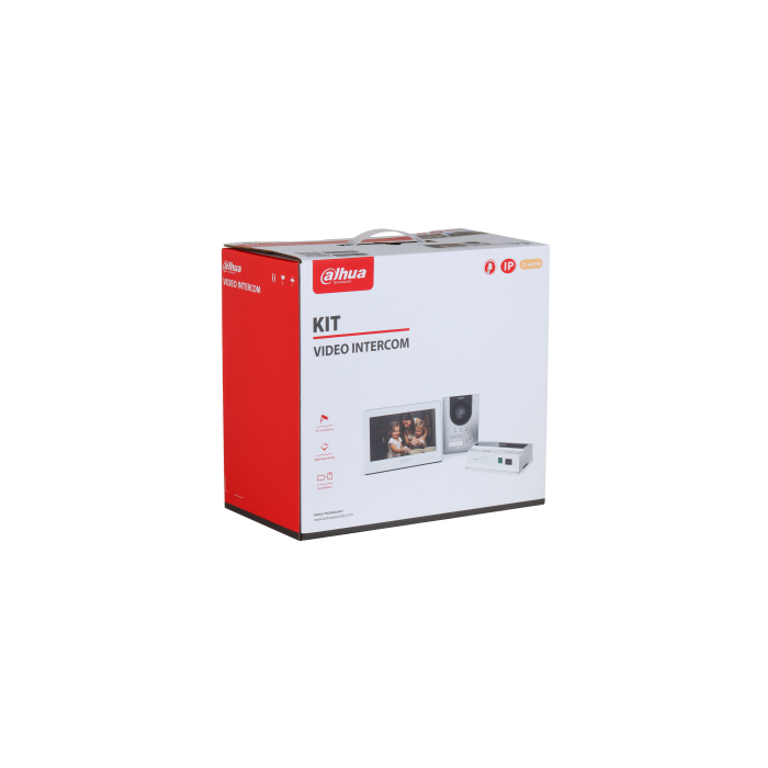 Dahua IP Villa 2-Wire Video Intercom Kit with 2MP HD Door Station and 7-inch Indoor Monitor., DHI-KTD01L(F)/DHI-VTO2202F-P-S3/DHI-VTH5422HW