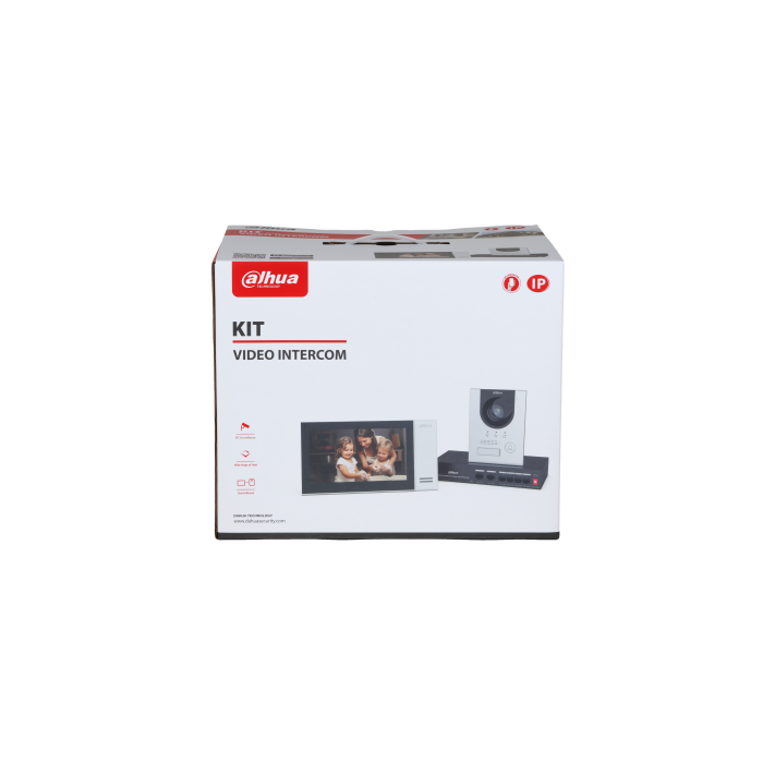 Dahua 2MP IP Villa Door Station and Indoor Monitor Kit with anodized aluminum front panel and 7-inch touchscreen., DHI-KTP01L(F)/DHI-VTO2201F-P-S2/DHI-VTH2421FW-P