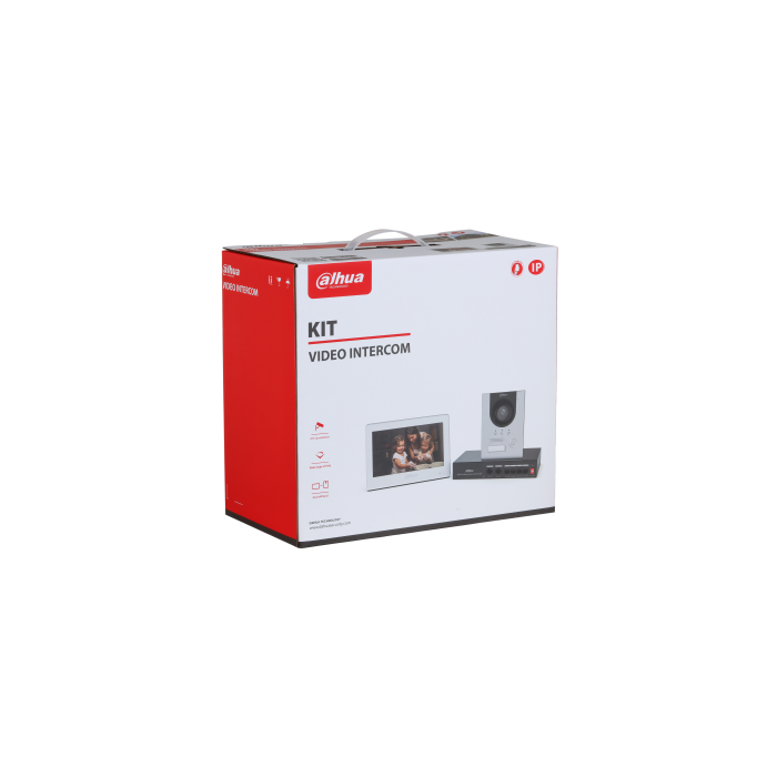 Dahua IP Villa Door Station and Indoor Monitor Kit with 2MP HD camera and 7-inch touch screen., DHI-KTP04(F)/DHI-VTO2201F-P-S2/DHI-VTH5421HW