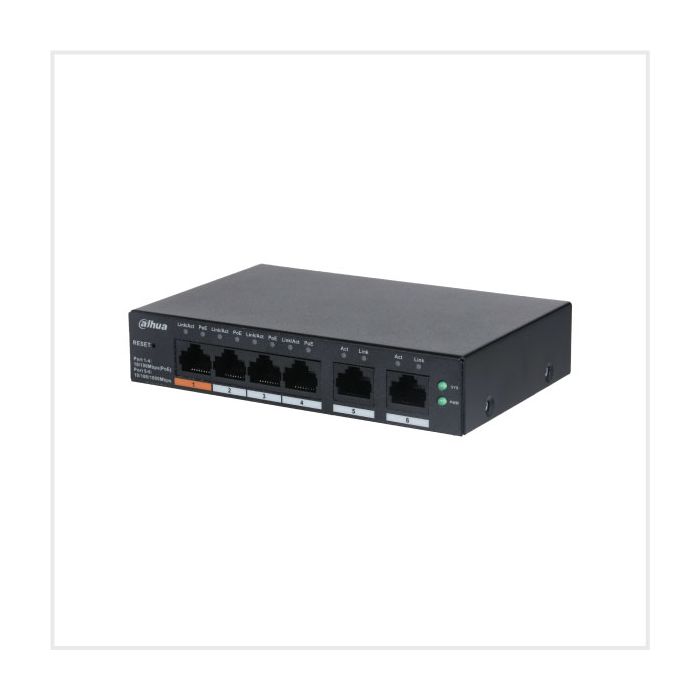 Dahua 6-Port Cloud Managed Desktop Switch with 4-Port PoE, DH-CS4006-4ET-60