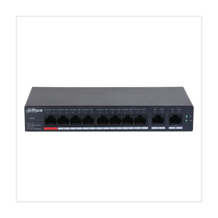 Dahua 10-Port Cloud Managed Desktop Switch with 8-Port PoE, DH-CS4010-8ET-110