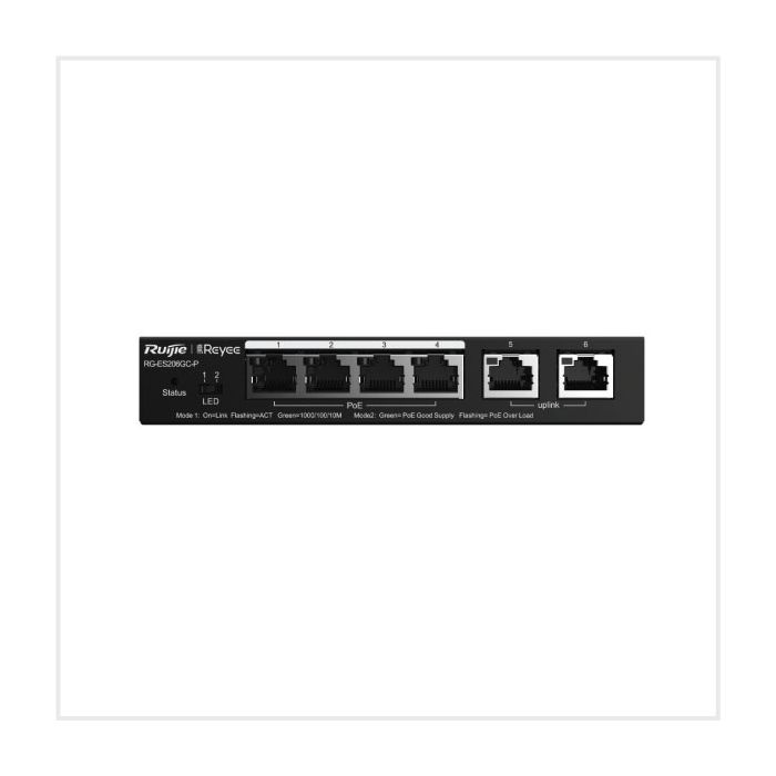 6-Port Gigabit Smart PoE Cloud-Managed Switch, RG-ES206GC-P 6-Port Gigabit Smart PoE Cloud-Managed Switch, RG-ES206GC-P
