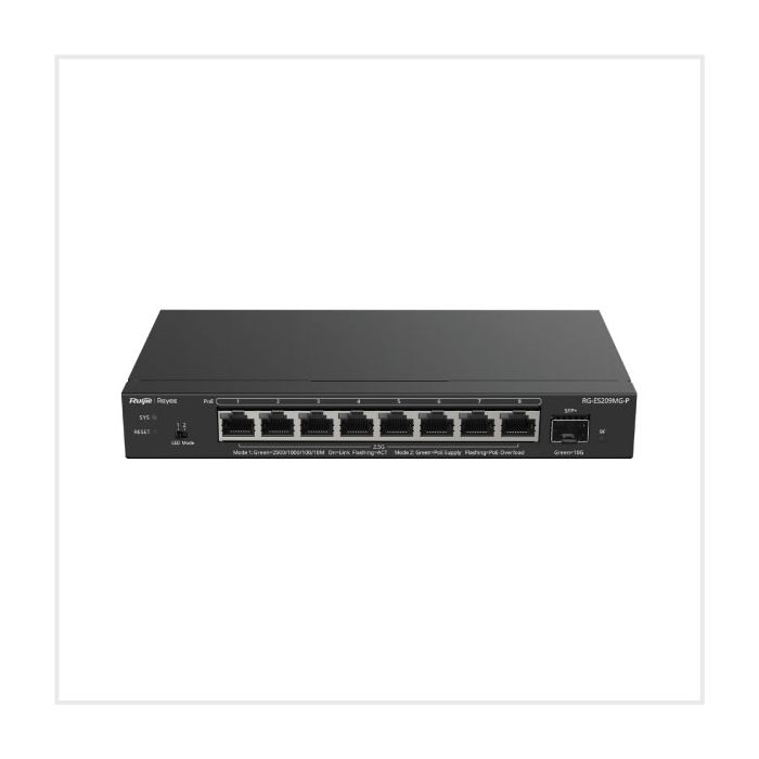 Reyee 8-Port 2.5G Cloud Managed PoE Switch, RG-ES209MG-P Reyee 8-Port 2.5G Cloud Managed PoE Switch, RG-ES209MG-P