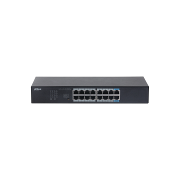 Dahua 16-Port Gigabit Ethernet Switch with full metal design and fanless operation., DH-S3016-16GT