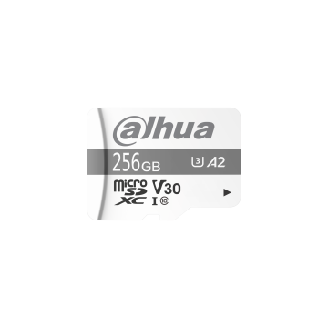 Dahua 256GB MicroSD Memory Card with Class 10, U3, V30, A2 and UHS-I support., DHI-TF-P100/256GB
