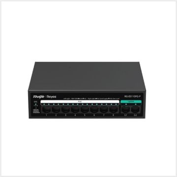 10-Port Unmanaged PoE Switch with high-speed uplinks, RG-ES110FG-P