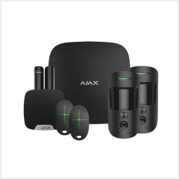 Ajax Kit 2 Cam Plus Apartment with Key Fobs (Black), 23325.68.BL1
