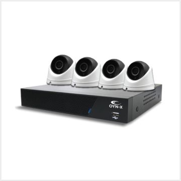AHD CCTV Security Hard Wired Kit - 8 Channel 1TB Recorder with 4 x 2MP Fixed Turret Cameras (White), KIT-1080-8-4